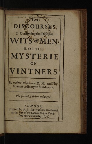 Cover for Two discourses, I. Concerning the different wits of men