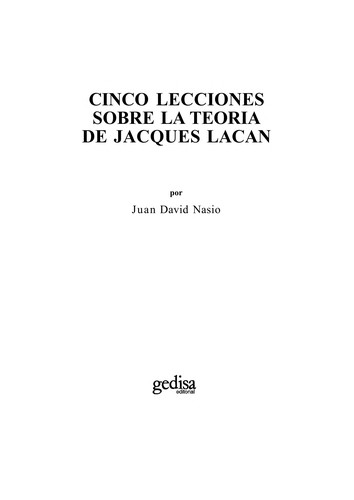 Cover for Cinco Lecciones Sobre La Teoria de Lacan