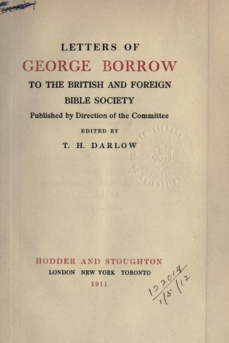 Cover for Letters of George Borrow to the British and Foreign Bible Society, published by the direction of the committee