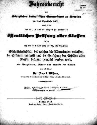 Cover for Excursus ad Terentii Adelphos
