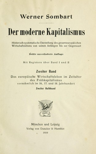 Cover for Der moderne Kapitalismus