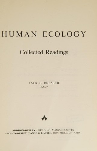 Cover for Human ecology