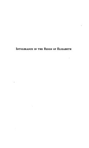 Cover for Intolerance in the Reign of Elizabeth, Queen of England