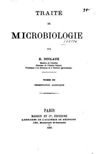 Cover for Traité de microbiologie