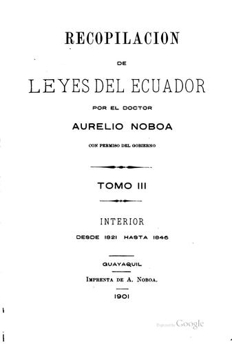 Cover for Recopilación de leyes del Ecuador