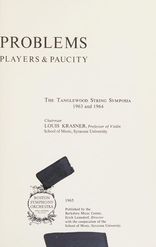 Cover for String problems, players & paucity