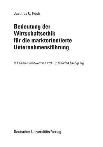 Cover for Bedeutung der Wirtschaftsethik für die marktorientierte Unternehmensführung