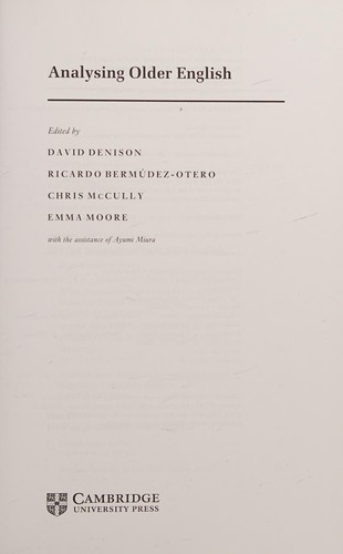 Cover for Analysing older English