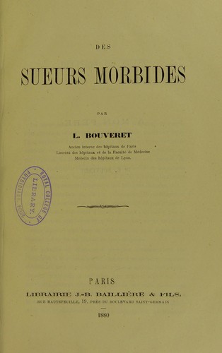 Cover for Des sueurs morbides