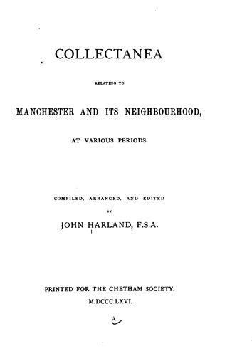 Cover for Collectanea relating to Manchester and its neighbourhood, at various periods.