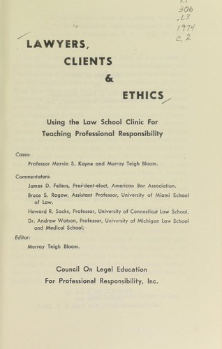 Cover for Lawyers, clients and ethics