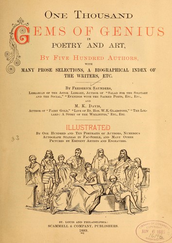 Cover for One thousand gems of genius in poetry and art