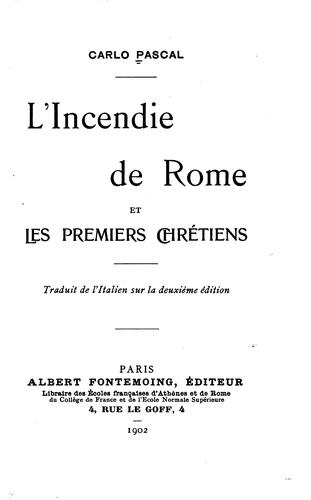 Cover for L'incendie de Rome et les premiers chrétiens