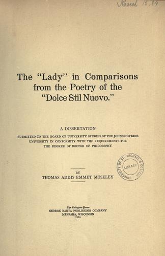 Cover for "lady" in comparisons from the poetry of the "dolce stil nuovo"