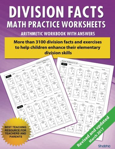 Cover for Division Facts Math Practice Worksheet Arithmetic Workbook With Answers