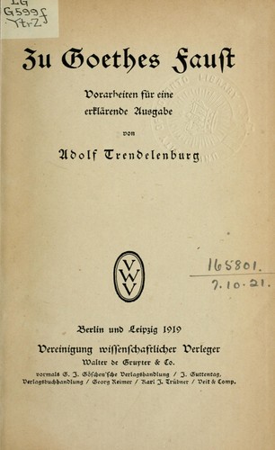 Cover for Zu Goethes Faust