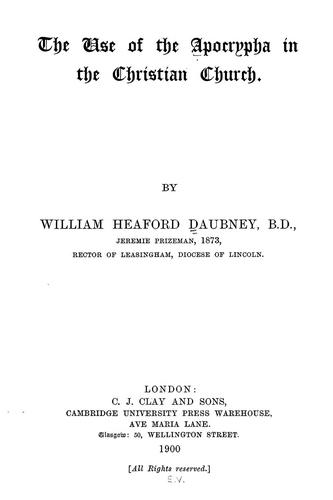 Cover for The use of the Apocrypha in the Christian church