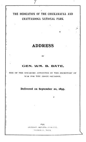 Cover for The Dedication of the Chickamauga and Chattanooga National Park: Address