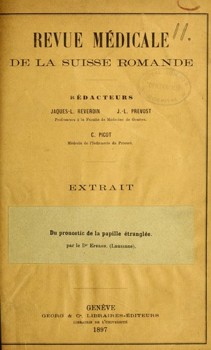 Cover for Du prognostic de la papille étranglée