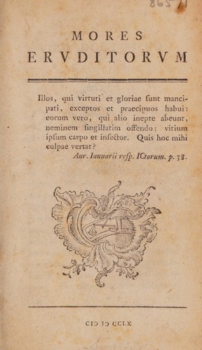 Cover for Mores eruditorum