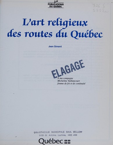 Cover for L' art religieux sur les routes du Québec