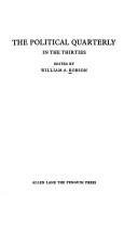 Cover for 'The Political Quarterly' in the thirties