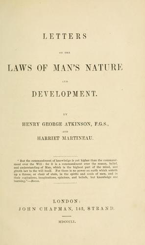 Cover for Letters on the laws of man's nature and development.