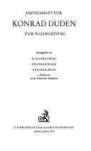 Cover for Festschrift für Konrad Duden zum 70. Geburtstag