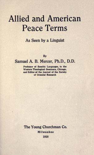 Cover for Allied and American peace as seen by a linguist.