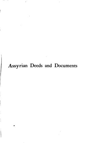 Cover for Assyrian Deeds and Documents: Recording the Transfer of Property. Including ...