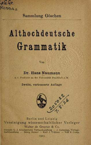 Cover for Althochdeutsche Grammatik.