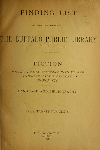 Cover for Finding list of books and pamphlets in the Buffalo Public Library