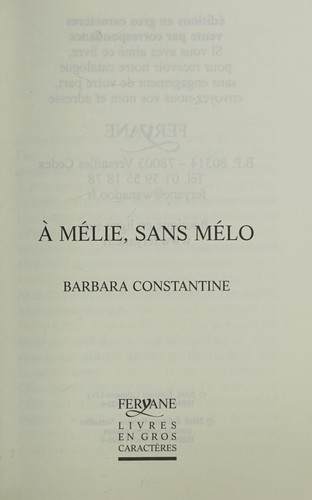 Cover for À Mélie, sans mélo