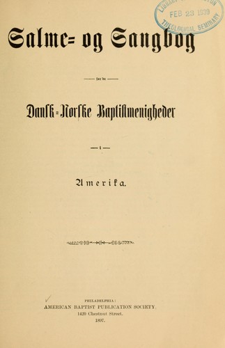 Cover for Salme- og sangbog for de Dansk-Norske Baptistmenigheder i Amerika