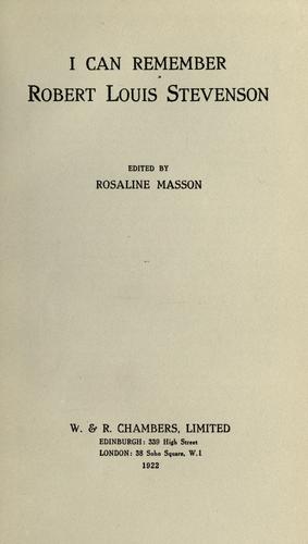 Cover for I can remember Robert Louis Stevenson