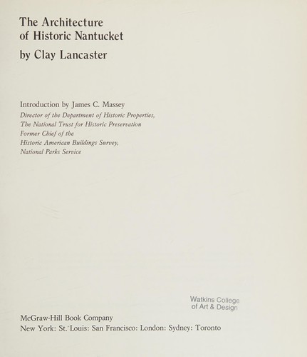 Cover for The architecture of historic Nantucket.