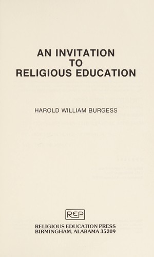 Cover for An invitation to religious education