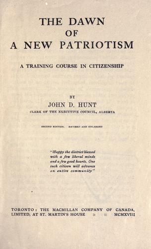 Cover for The dawn of a new patriotism