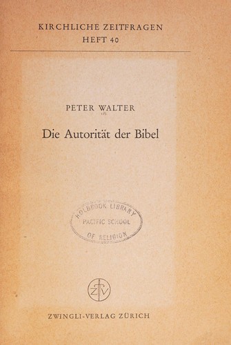 Cover for Die Autorität der Bibel