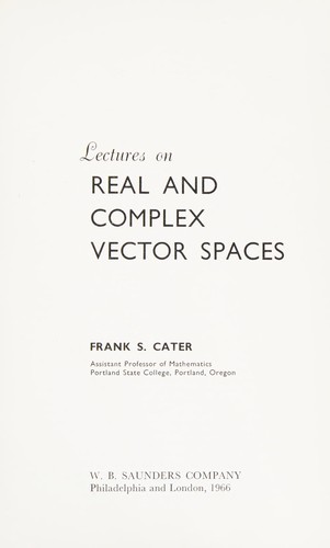 Cover for Lectures on real and complex vector spaces