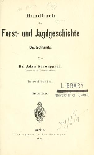Cover for Handbuch der Forst- und Jagdgeschichte Deutschlands.