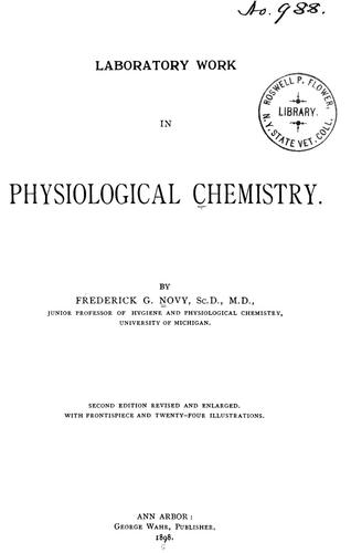 Cover for Laboratory work in physiological chemistry