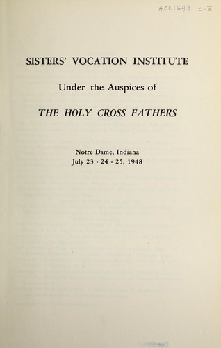 Cover for Sisters' vocation institute