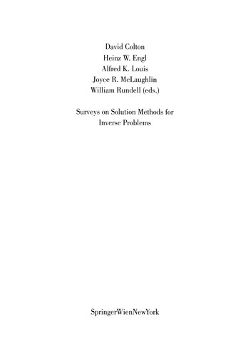 Cover for Surveys on Solution Methods for Inverse Problems