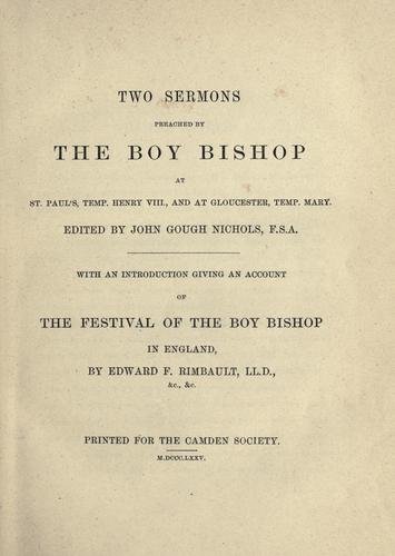 Cover for Two sermons preached by the boy bishop