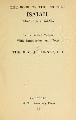 Cover for The book of the prophet Isaiah ... in the Revised version, with introd. and notes