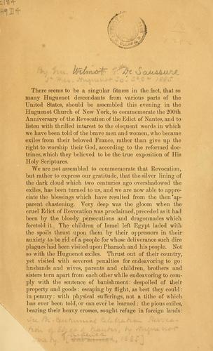 Cover for [Address delivered before the Huguenot society of America...