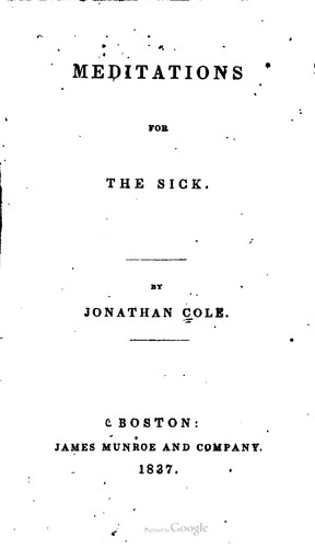 Cover for Meditations and prayers for the sick