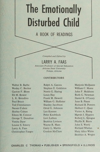 Cover for Emotionally Disturbed Child; a Book of Readings