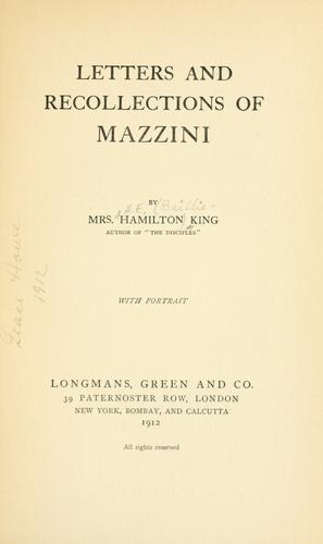 Cover for Letters and recollections of Mazzini